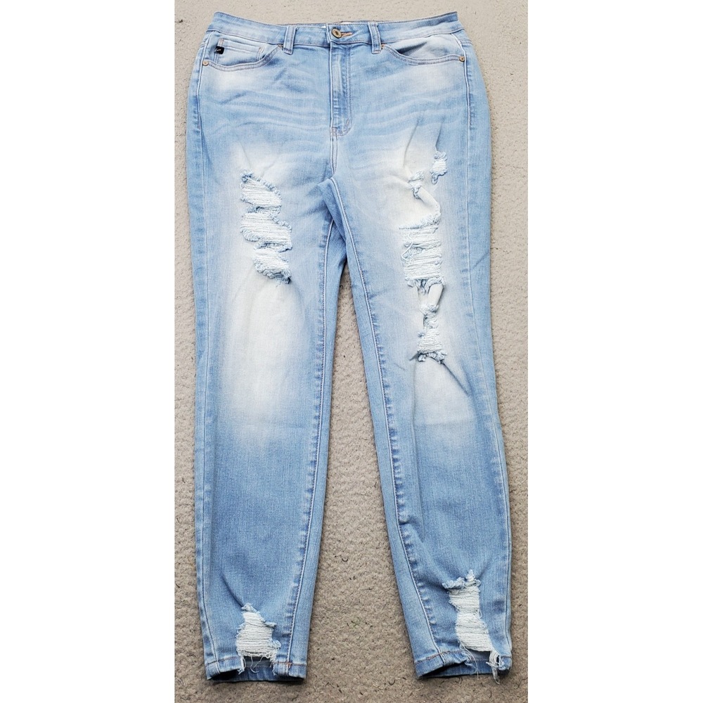 KanCan Skinny Jeans Womens 11/29 Blue Denim Light Wash Distressed Ripped Hi-Rise